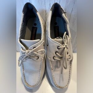 TANSMITH 🤍Canvas Boat Shoes in Off-White - Men’s Casual, Size 9.5
